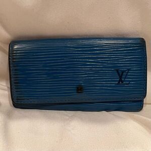 Vintage Louis Vuitton Epi Leather Keyring Case Key Holder Blue VGC